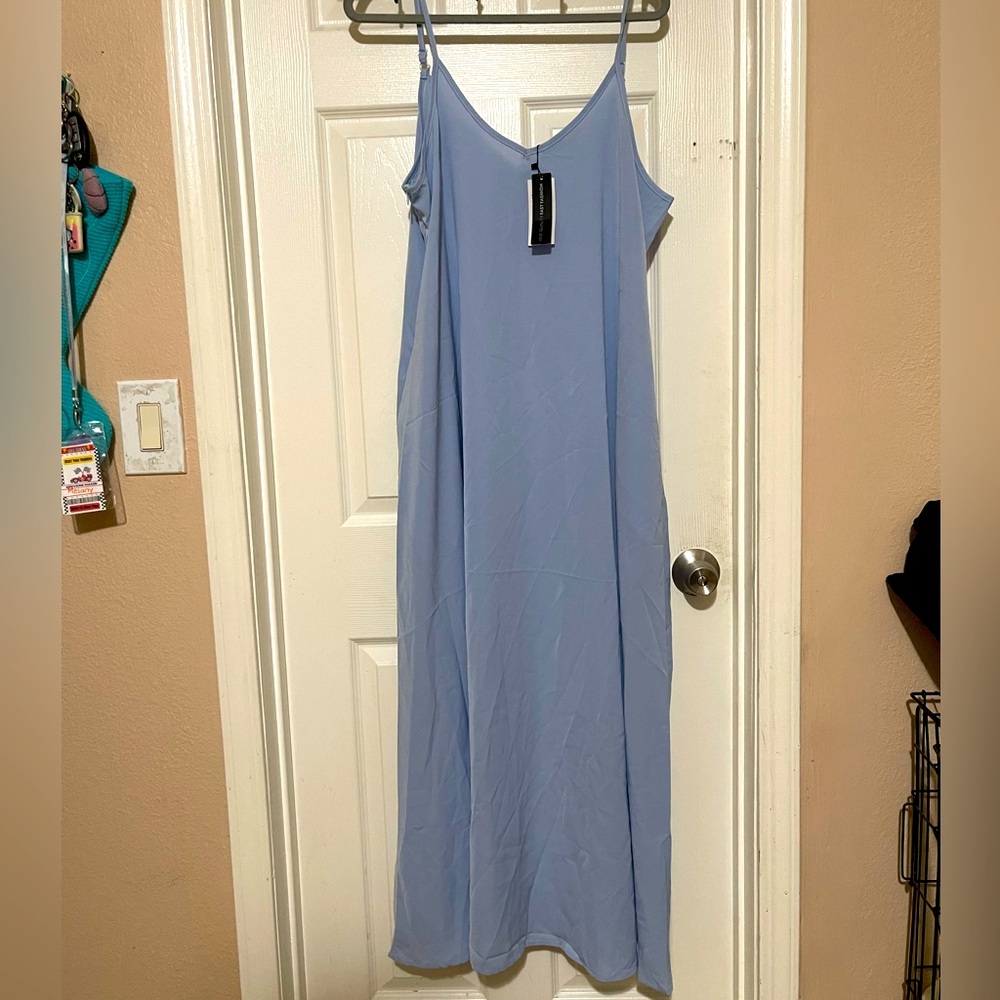 Zanzea Collection Light Blue Long Flowy Slip Dress NWT